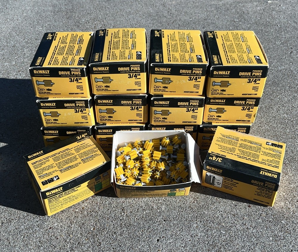 ✅ DeWALT 3/4” Powder Drive Pins 19.05mm ddf3001100 15 Boxes of 100 ea = 1,500!