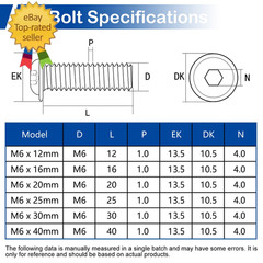 M6-1.0X 16Mm 40Pcs Flanged Button Head Socket Cap Screws Bolts, 304 Stainless St