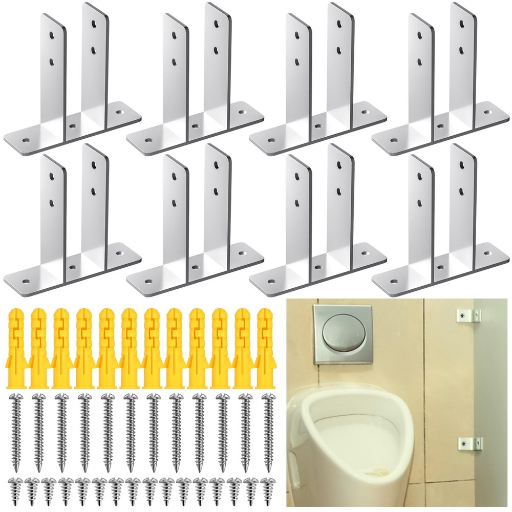 Blulu 8 Pack Urinal Screen Polished Chrome 2-Ear Urinal Screen Brackets for 1…