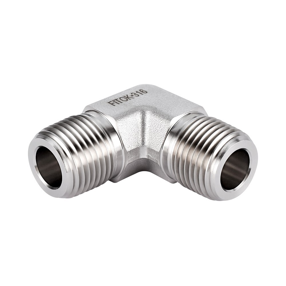 FITOK 316 SS 90 Degree Elbow Pipe Fitting 1/4″ Male NPT 8000 psi, SS-PME-NS4