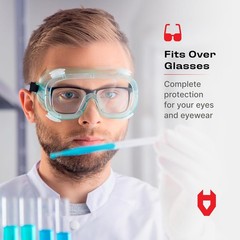 NoCry Protective Safety Lab Goggles Over Glasses with Anti-Fog Coating, Clear Sc