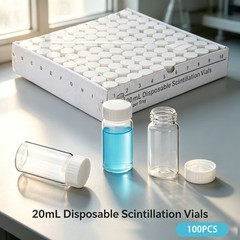 20ml Scintillation Vials 100x Borosilicate Glass Sample Vials Cone Shaped Liner