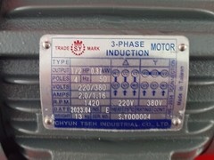 S.Y. 0B243B03130 0.5HP Motor 220/380V 3PH 4P (for ChenYing Oil Pump)