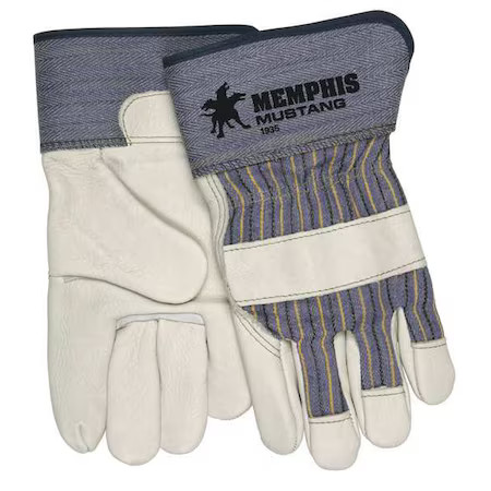 Mcr Safety 1935M Leather Gloves, Cowhide, Safety Cuff, Wing Thumb, Full Finger,