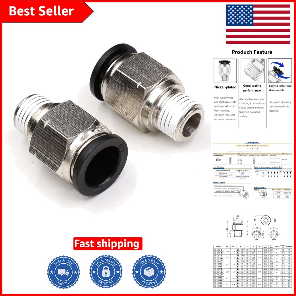 Corrosion-Resistant 1/2″ OD x 1/4″ NPT Pneumatic Connector – Quick Release