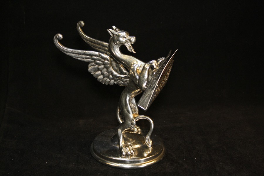 S8999 19th Century – Styled Pewter Griffon Business Card Holder. Italy.