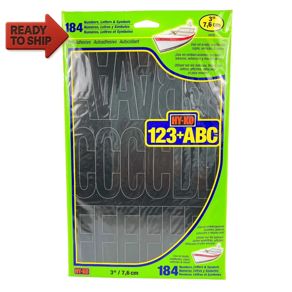 3″ Vinyl Self-Adhesive Black Letters and Numbers Kit, 184 Pieces