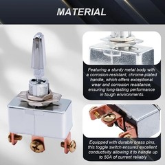 Heavy Duty Toggle Switch 3 Way DC 12V 50A Self-Locking ON/Off/ON 3 Position US