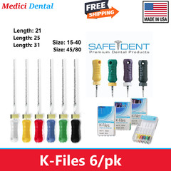 Dental Endo Root Canal File K-files 25mm 21mm 31mm #15/40 & #45/80 Made in USA