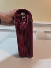 Vintage Franklin Covey red leather zipper PDA planner 6 ring 9 x 7 x 2.5