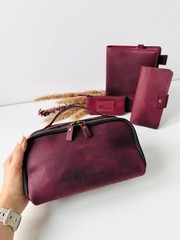 Luxury Leather Gift Set: Notebook, Wallet, Cosmetic Bag, Keychain – Personalized