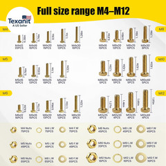 1075 Pcs Metric Bolts and Nuts Assortment Kit – Grade 8.8 | M4 M5 M6 M8 M10 M12