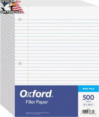 Oxford Filler Paper 8 x 10-1/2 College Rule 3-Hole Punched Loose-Leaf Paper 500