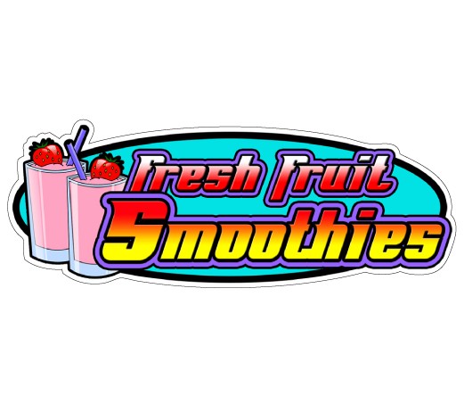 FRESH FRUIT SMOOTHIES Concession Decal drink sign cart trailer stand sticker