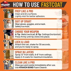 Kraken Bond FastCoat Spray Foam Insulation, Closed Cell 27.1 oz, 12 Pack Kit
