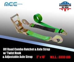 USA 2″ x 10′ Axle Strap Car Trailer Hauler Ratchet Tie Down Strap w/ Snap Hook