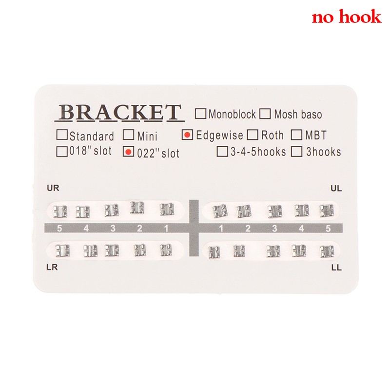 20pcs/set Dental Orthodontic Mini Edgewise Metal Bracket with/no hooks