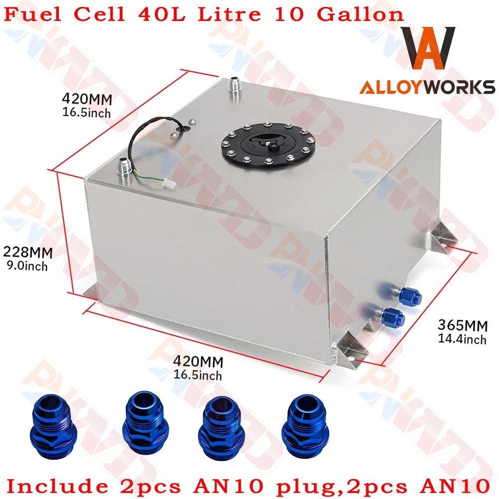 40L Litre 10 Gallon Aluminum Fuel Surge Cell Tank With Cap Sensor Foam Inside