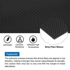 2 Pcs Carbon Fiber Sheet 250×100×0.5mm Glossy Surface Plain Weave Panel Sheet