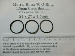24mm ID x 27mm OD x 1.5mm thick O-ring. Buna-70. Quan 3.