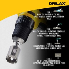 Drilax Diamond Drill Bit Set 1/2 (0.5) 3/4 (0.75) 1 inch Tile Hole Saw Kit Ceram
