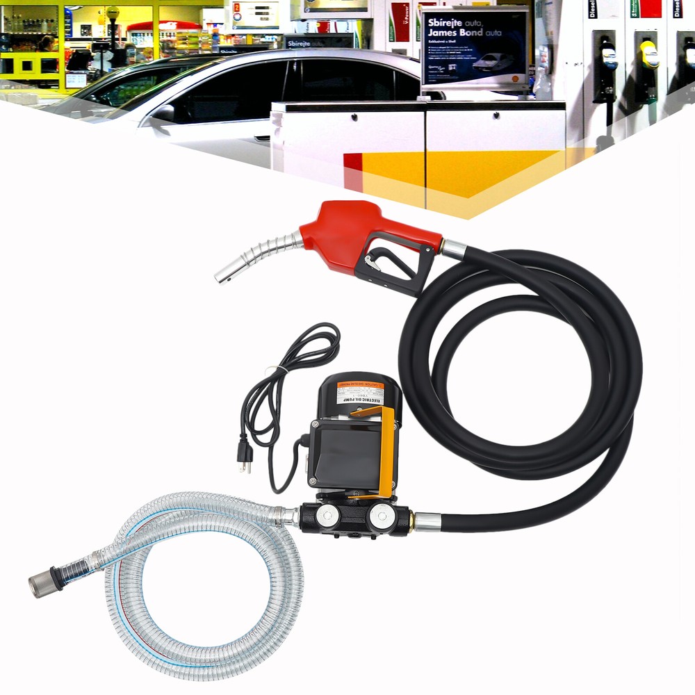550W 110V Electric Oil Fuel Diesel Gas Transfer Pump W/Meter Hose with Nozzle