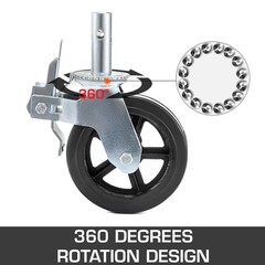 VEVOR Heavy Duty Scaffolding Rubber Swivel Caster 8″ x 2″ w/ Dual Locking 4 Pack
