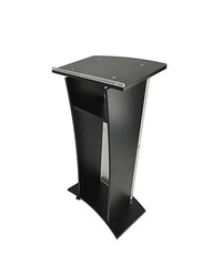 Black Wood Chruch Podium Acrylic Panel 46.5″Pulpit Lectern Christian Cross