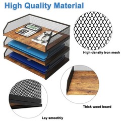 3-Tier Stackable Paper Tray, Metal Mesh Desktop Organizer, Paper Sorter, Lett…