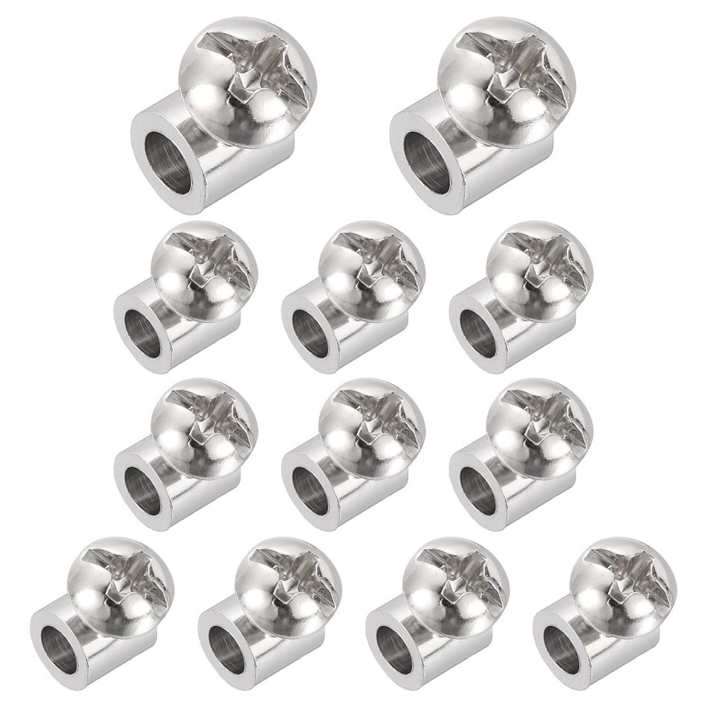 12 Pcs 6 x 6mm Single Hole Wire Rope Cable Clamp for 3.5mm Dia Cable, Silver