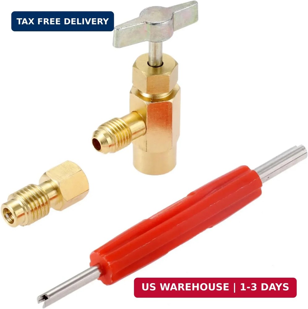 R12 to R134A Can Tap with R134A Tank Adapter and Valve Core Remover, R134A 1/4″