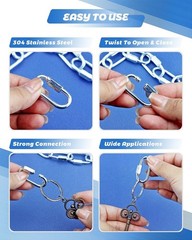20 Pack 304 Stainless Steel M3.5 Chain Link 1/8 Inch D Shape Locking Quick New