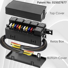 12V Fuse Relay Box with 6 Relays and 11 Way ATC/ATO Blade Fuses, Pre-Wired Fu…