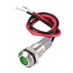 AC/DC 12V-24V 8mm Signal Indicator Lights Metal Shell for Industry Green LED