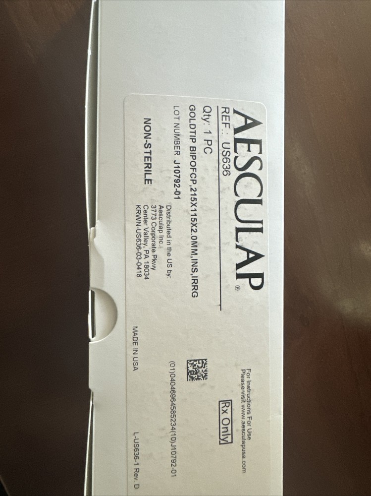 Aesculap Goldtip BiPolar Forcep – 215 X 115 X 2.0MM, INS, IRRG – US636