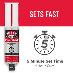 J-B Weld 50112 5 Minute Epoxy Syringe, Clear, 25ml Fast-Setting