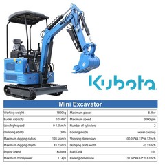 Mini Excavator KUBOTA Diesel 4000lbs 1.8 Ton Super Power Mini Digger