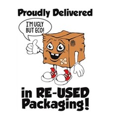 Recycled Packaging Stickers “Im ugly but eco”- 150 Stickers ($0.09 ea) 2 X 2.69″