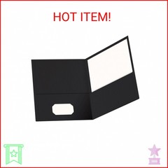 Oxford Twin-Pocket Folders, Textured Paper, Letter Size, Black, Holds 100 Sheets