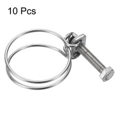 10Pcs Double Wire Hose Clamp 38-42mm Adjustable Hose Clip with M6 Bolt