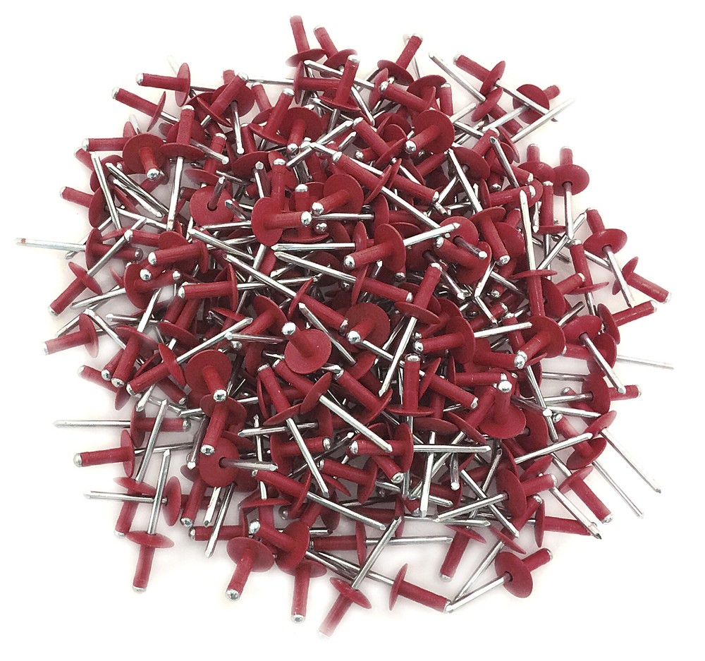 250 3/16″ Large Head Red Painted Aluminum Pop Rivets #2304