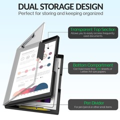 Clipboard with Storage Heavy Duty Clip Boards 8.5 X 11 with Dual Storage Folder