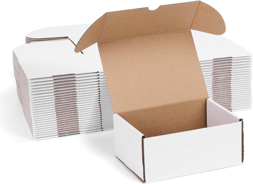 7x5x3 White Shipping Boxes Set of 25, Corrugated Cardboard Mailer Boxes for P…