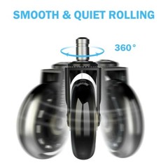 Set of 5 Office Chair 3″ Caster Rubber Swivel Wheels Replacement Heavy Duty