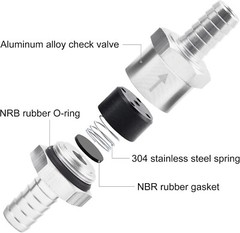 4x 10mm 3/8″ Fuel Line Non-Return One Way Air Fuel Oil Check Valve Diesel Gas