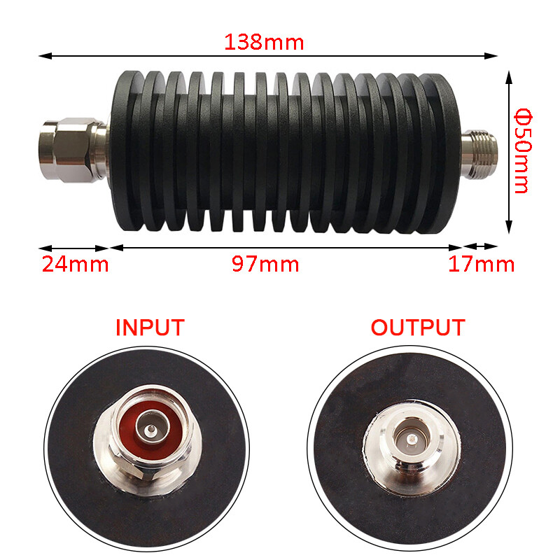 DC-3GHz 50W N Type RF Attenuators 50ohm 10db 15db 20db 30db 40db 50db Available