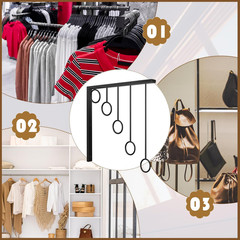 6 Pcs Wall Mounted Clothing Display Rack, 12 Inch Black Metal Retail Clothes Rac