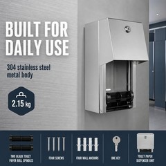 Commercial Toilet Paper Dispenser – 304 Stainless Steel Double Roll Holder – …