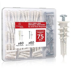 120Pcs #8 Self Drilling Drywall Anchors and Screws kit #8 x 1-1/4”- Superb Wall