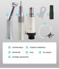 NSK Style Dental Slow Low Speed Handpiece Straight Contra Angle Air Motor 4Holes